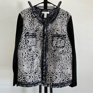 Chico's Monochrome Patterned Jacquard Animal Print Jacket